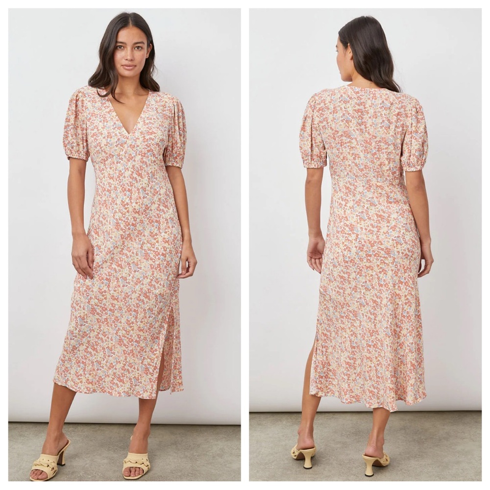 Rails Shelley midi dress in multi wildflower floral short puff sleeve XL boho